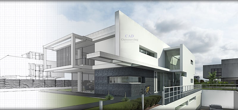 3D Drafting Services - A 3D model of a building structure, showcasing depth and detail for project visualization.