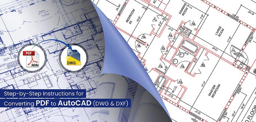 PDF to CAD Conversion Services - Example of a PDF blueprint converted to editable CAD.
