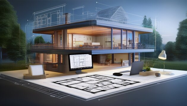 Residential Drafting Services - Blueprint of a modern house layout.